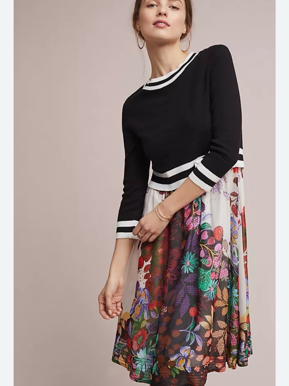 Maeve Knit Top with Floral Printed Skirt Dress